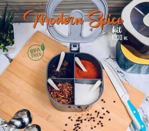 Modern Spice Kit - 1000 ml - 4 Grid Spice Jar (Random Color)