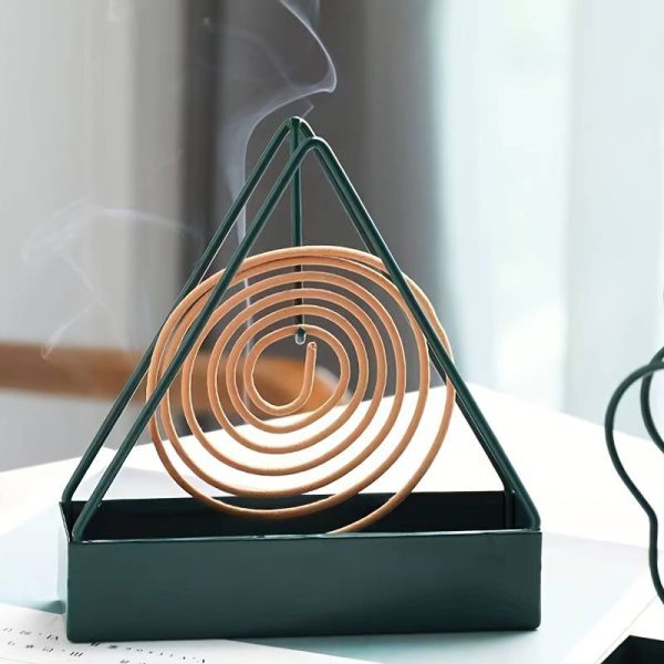 1pc Simple Triangle-shaped Iron Mosquito Coil Holder Creative Hanging Or Standing Incense Burner (Random Color)