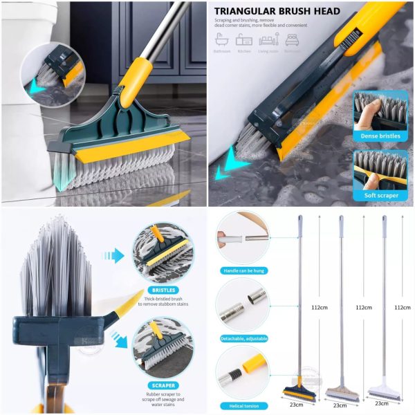 2 in 1 Floor Cleaning Brush Bathroom Tile Windows Floor Cleaning Brush with 120° Rotatable Head - Multipurpose Bathroom Floor Cleaning Brush - Floor Brush Scrubber