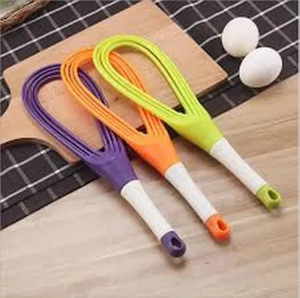 2-in-1 Twist Silicone Whisk Multifunction Egg Beater Foldable Milk and Egg Blender Balloon Flat Whisk