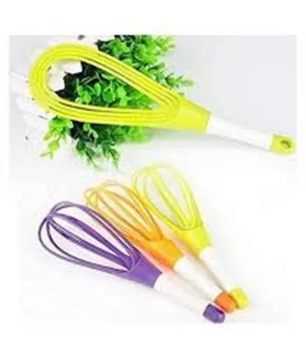 2-in-1 Twist Silicone Whisk Multifunction Egg Beater Foldable Milk and Egg Blender Balloon Flat Whisk