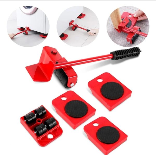 (5 in 1) Heavy Furniture Move Tool Transport Lifter Shifter Moving Kit Slider Remover Rolling Wheel Corner Mover Set