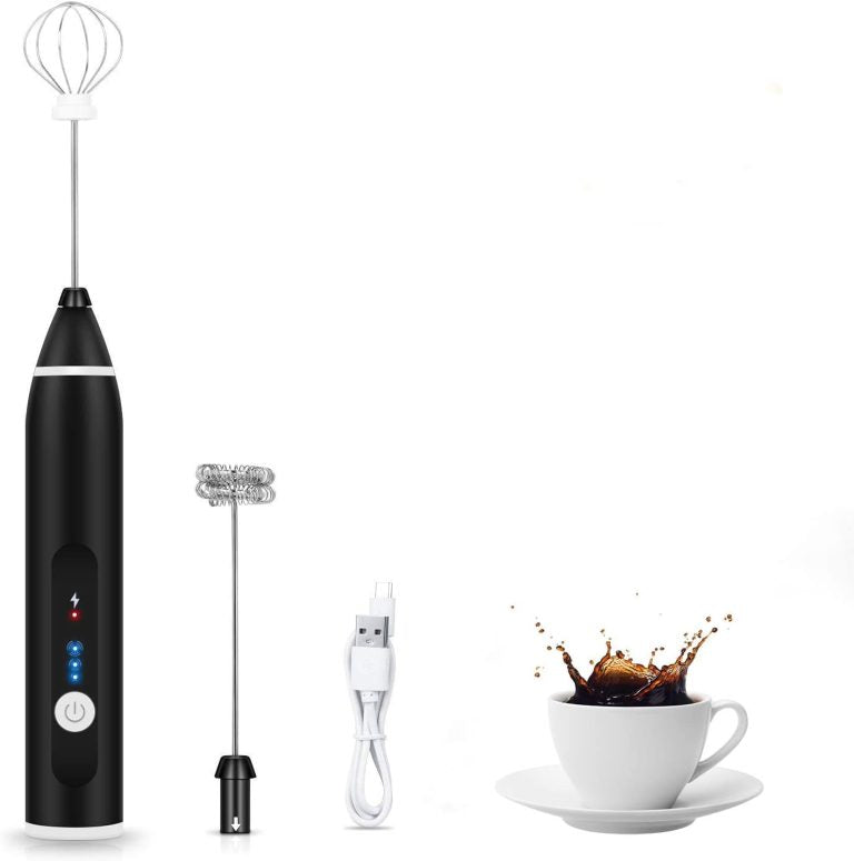 Handheld Electric Milk Frother Whisk Egg Beater USB Rechargeable Coffee Blender Household Milk Shaker Mixer Foamer Food Blender (random color)