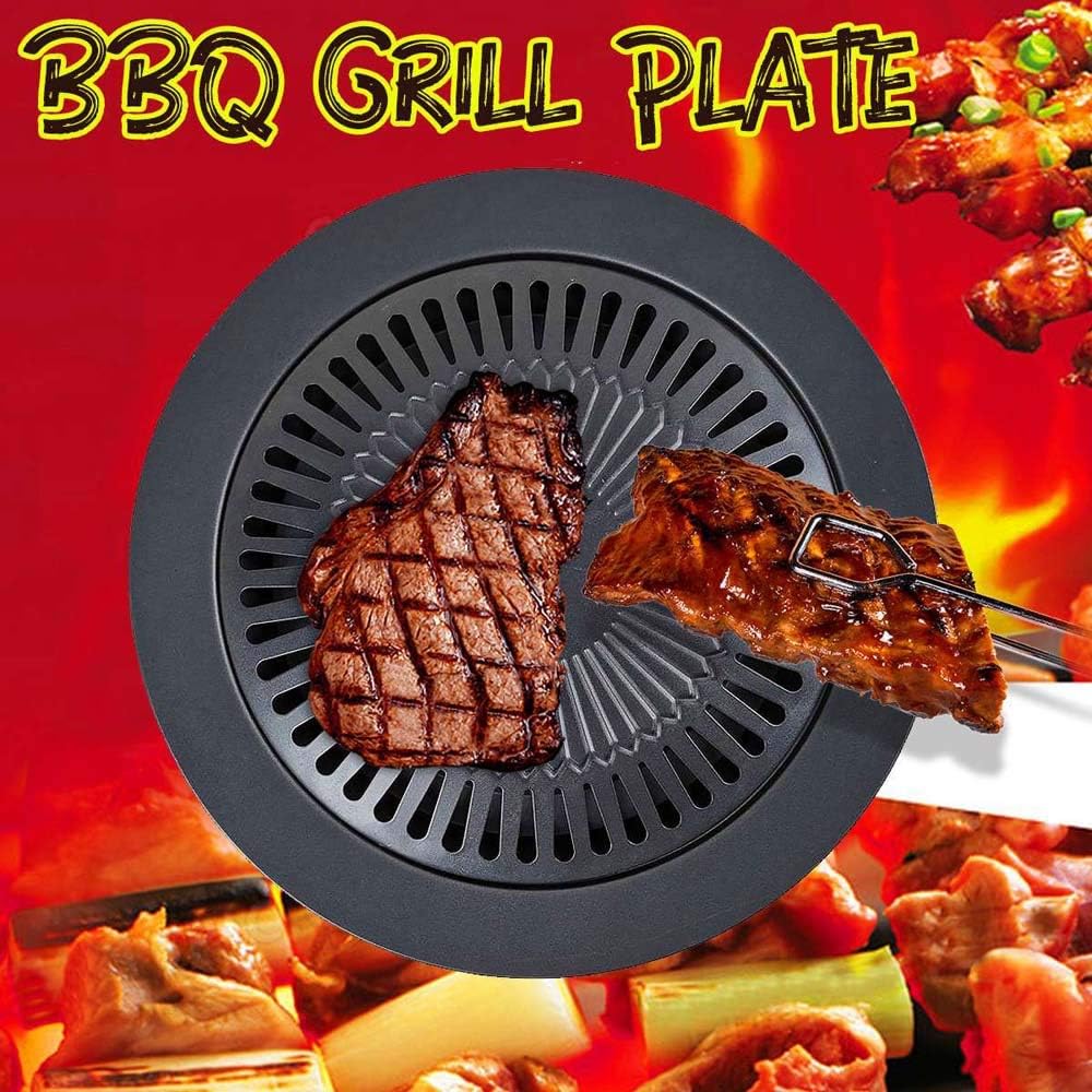 Non Stick Grill BBQ 32cm / BBQ Grill Frying Pan Non-Stick Korean Traditional Cast Iron Grill Pan