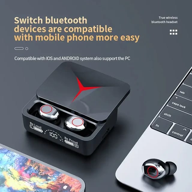 Bluetooth 5.2 Headphones Touch Control Earphones Led Display Headset 9d Hifi Quailty