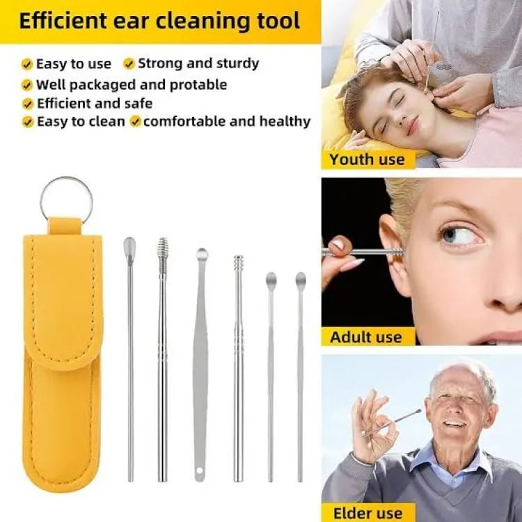 DherigTech Ear Wax Cleaning Kit, 6 Pcs Ear Pick Tools, Wax Removal Kit, Ear Cleaning Tool Set, Spring Earwax Cleaner Tool Ear Wax Remover(random color)