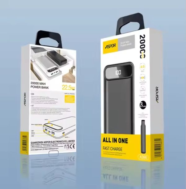 Aspor A396 Pd 20000mah Power Bank (random Color)