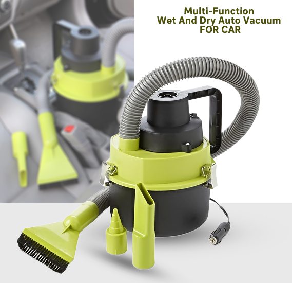 Black Series 12V Car Vacuum Cleaner - Heavy Duty Multifunction Wet And Dry Vacuum Cleaner.