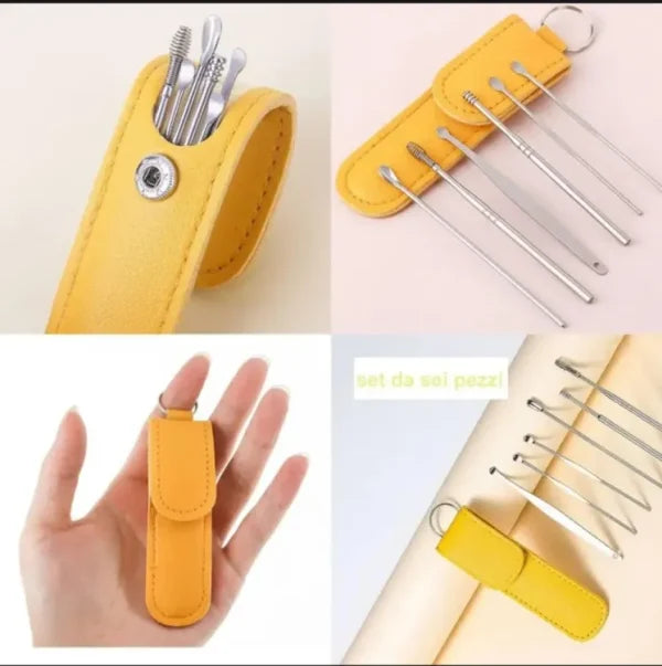 DherigTech Ear Wax Cleaning Kit, 6 Pcs Ear Pick Tools, Wax Removal Kit, Ear Cleaning Tool Set, Spring Earwax Cleaner Tool Ear Wax Remover(random color)