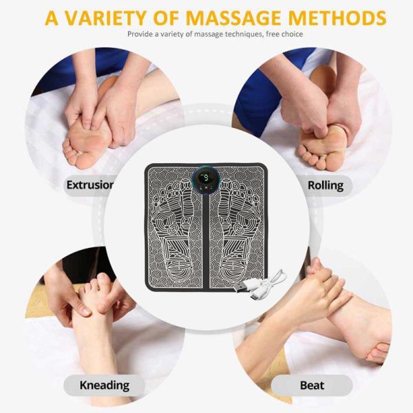 EMS Foot Massager Mat Electric USB Charging Smart Display Tens Acupuncture Feet Cushion Blood Circulation Pad Health Care Home