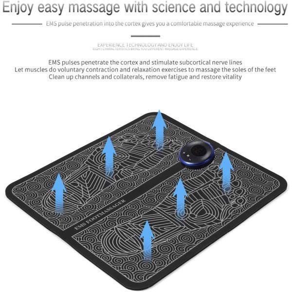 EMS Foot Massager Mat Electric USB Charging Smart Display Tens Acupuncture Feet Cushion Blood Circulation Pad Health Care Home