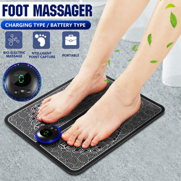 (Pack of 2)  EMS Foot Massager Mat Electric and Mini Body Massager Combo USB Charging Smart Display