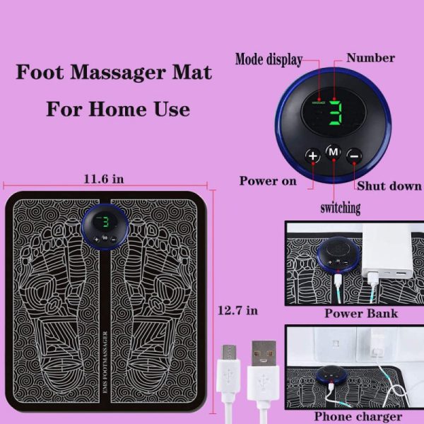 (Pack of 2)  EMS Foot Massager Mat Electric and Mini Body Massager Combo USB Charging Smart Display