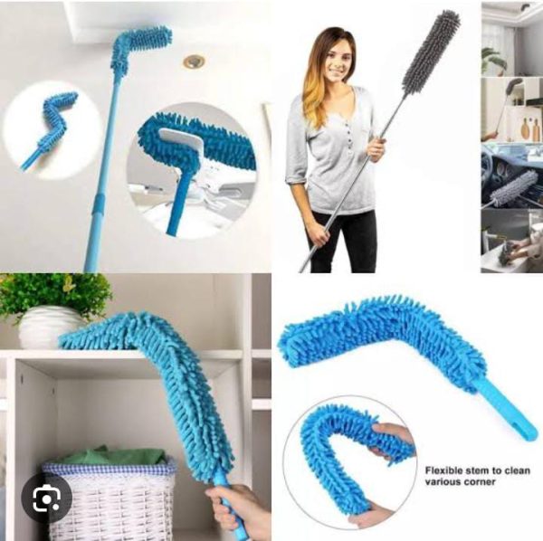 Flexible Micro Fiber Duster With Telescopic Stainless Steel Handle for Fan Cleaning Specially(with metal rod) Random color.