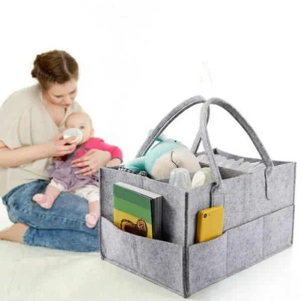 Foldable Baby Diaper Caddy Organizer - Portable Storage Basket - Essential Bag for Nursery, Changing Table and Car - Waterproof Liner Is Great for Storing Diapers, Bottles