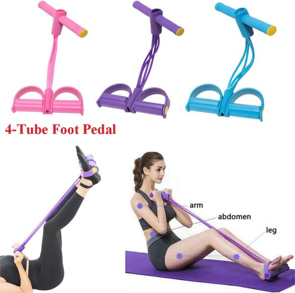 Foot Pedal Resistance Band Elastic Sit-Up Pull Rope Yoga Fitness Gym - Elastic Pull Ropes Tummy Trimmer (Random Colors)