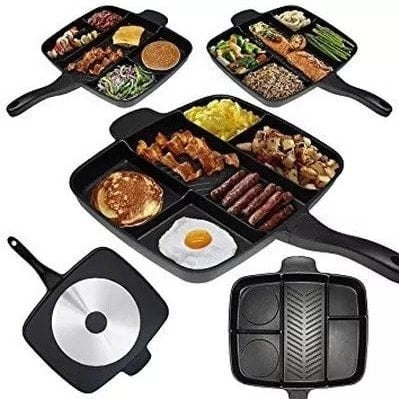 Frying pan 5-in-1 Multifunction Breakfast Fryer Pan Saucepan Flat Non-Stick Divided Frying Grill Pan Skillet Pan Eggs Steak Pots and Pans Frying Pan