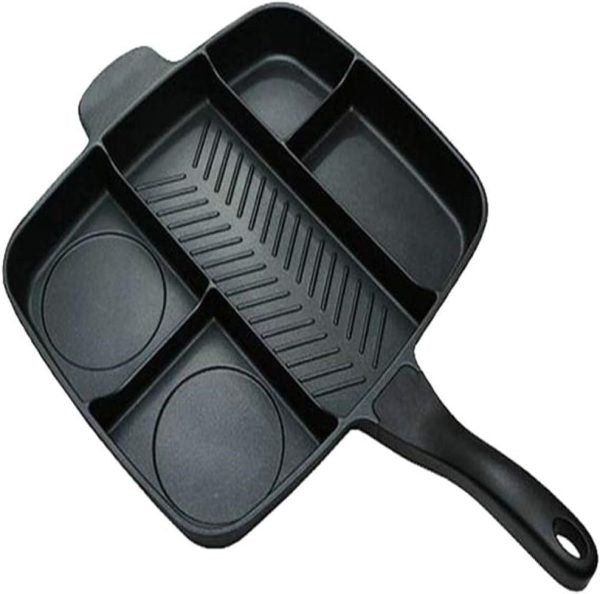 Frying pan 5-in-1 Multifunction Breakfast Fryer Pan Saucepan Flat Non-Stick Divided Frying Grill Pan Skillet Pan Eggs Steak Pots and Pans Frying Pan