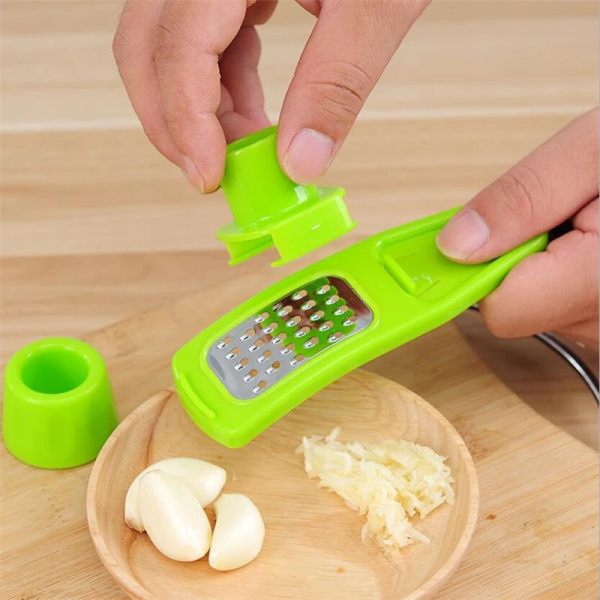 Garlic Press Grater Slicer Plastic Grinding Tool Kitchen Accessories  (random color)