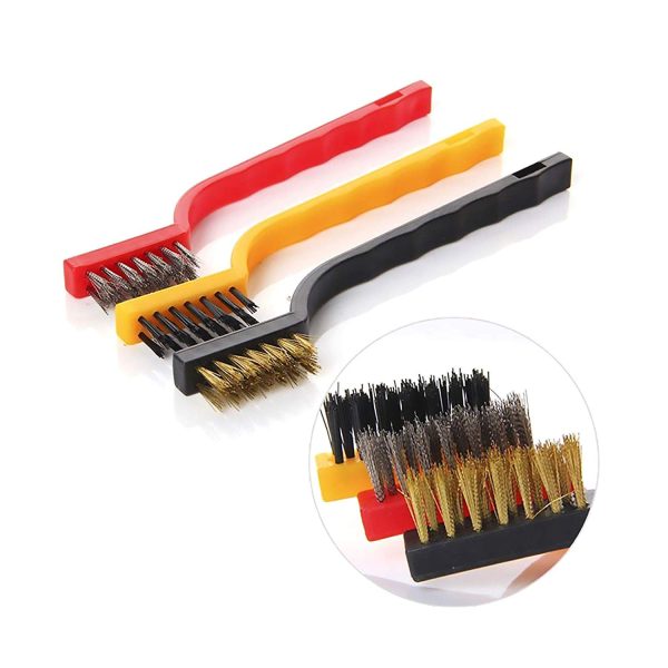 Gas Stove Cleaning Wire Brush Kitchen Tool Metal Fiber Brush – Set of 3 Brush