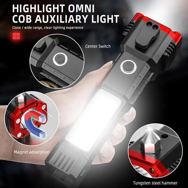 High-power Led Flashlight Rechargeable And Multifunctional Tactical Hammer For Your Lighting Needs (random Color)