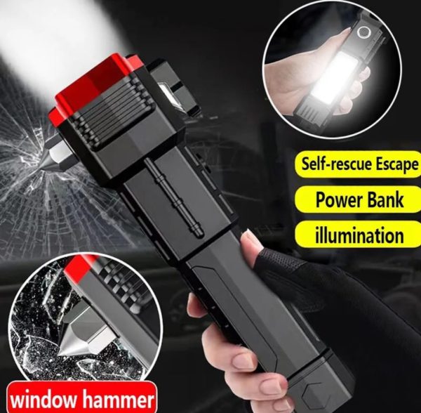 High-power Led Flashlight Rechargeable And Multifunctional Tactical Hammer For Your Lighting Needs (random Color)