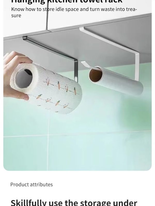 Kitchen Paper Towel Hanger Holder Under Cabinet Roll Rack Space Save Organizer ( random color )