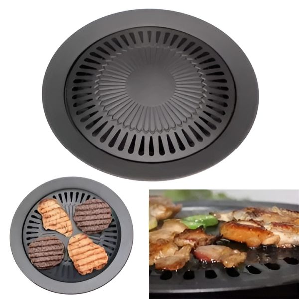 Non Stick Grill BBQ 32cm / BBQ Grill Frying Pan Non-Stick Korean Traditional Cast Iron Grill Pan