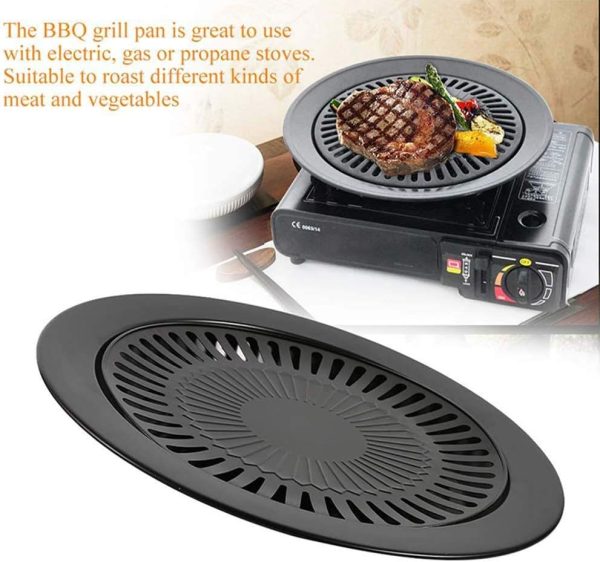 Non Stick Grill BBQ 32cm / BBQ Grill Frying Pan Non-Stick Korean Traditional Cast Iron Grill Pan