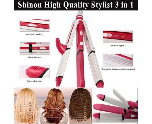 Shinon 3 In 1 Hair Straightener, Hair Curler & Hair Crimper