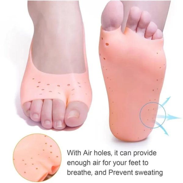 Silicone Gel Moisturizing Socks, Non-Slip Soft Silicone Socks, Cracked Foot Prevention Socks, High Elastic Anti-Cracking Protectors Foot Care Tool with Breathable Hole for Women Men