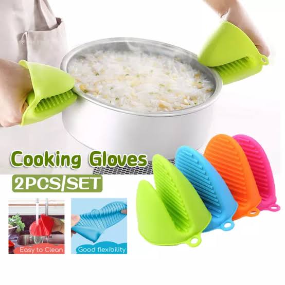 Silicone Heat Resistant Gloves Clips Insulation Non Stick Anti-slip Pot Bowel Holder Clip Cooking Baking Oven Mitts – Pair (random Color)