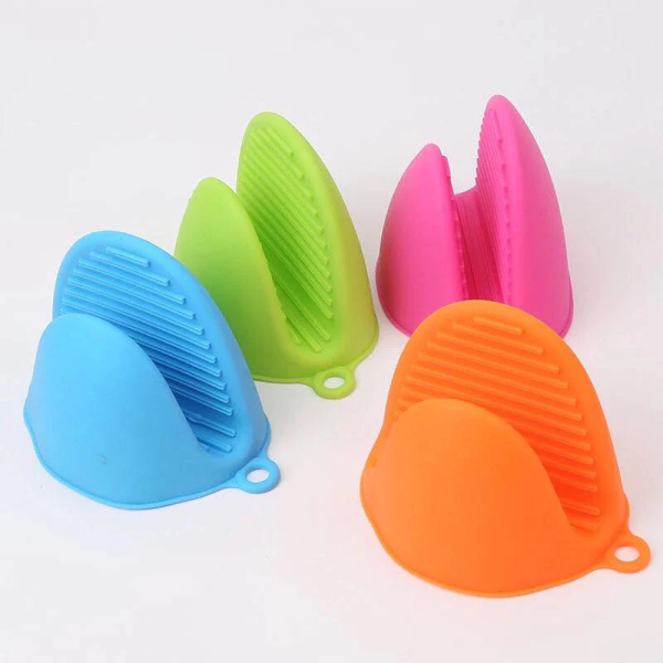 Silicone Heat Resistant Gloves Clips Insulation Non Stick Anti-slip Pot Bowel Holder Clip Cooking Baking Oven Mitts – Pair (random Color)