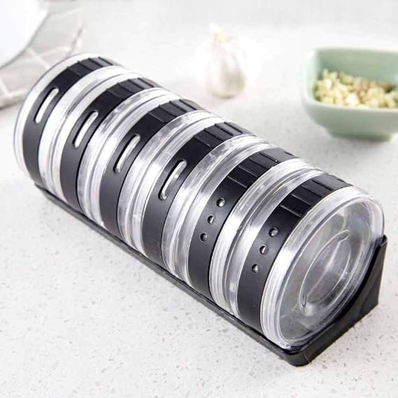 Spice Rack Set Kitchen Spice Jar, Rack Can Containers, Pepper Shakers Box Salt Cellar Sugar Bowl (Set of 6)