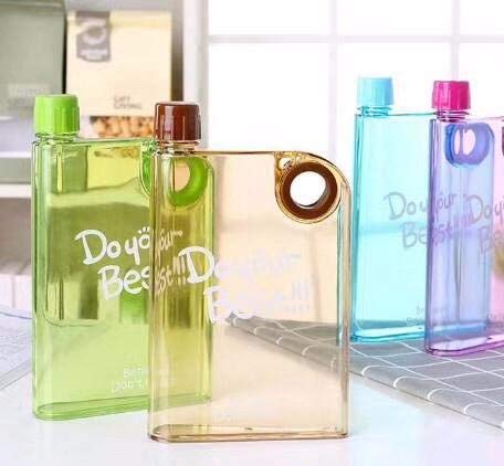 Ultra Slim Notebook style water Bottle - 1 Pc (random color)